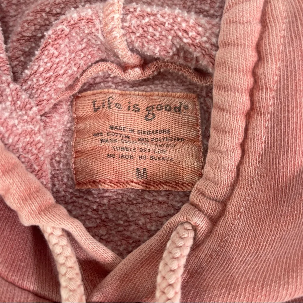 Life Is Good Hoodie Womens M Coral Pullover Sweater Kangaroo Pocket Casual - Image 9