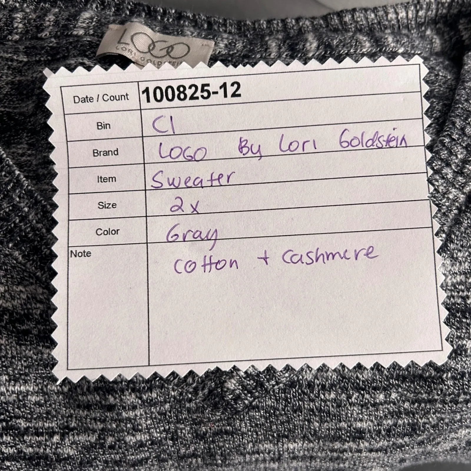 Logo by Lori Goldstein Cashmere Sweater Gray 2X - Image 12