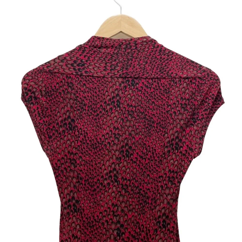 Norma Kamali Dress Size XS Red Snake Print Shrug Top Fit & Flare Knee Length - Image 5