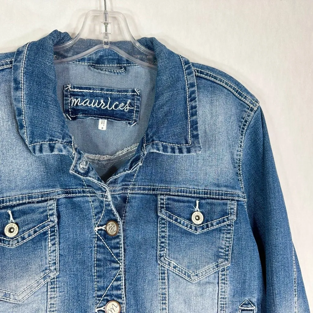 Taylor Swift Custom Jean Jacket Embroidered Red‎ Maurices Size 0 Eras Tour 1671 - Image 15