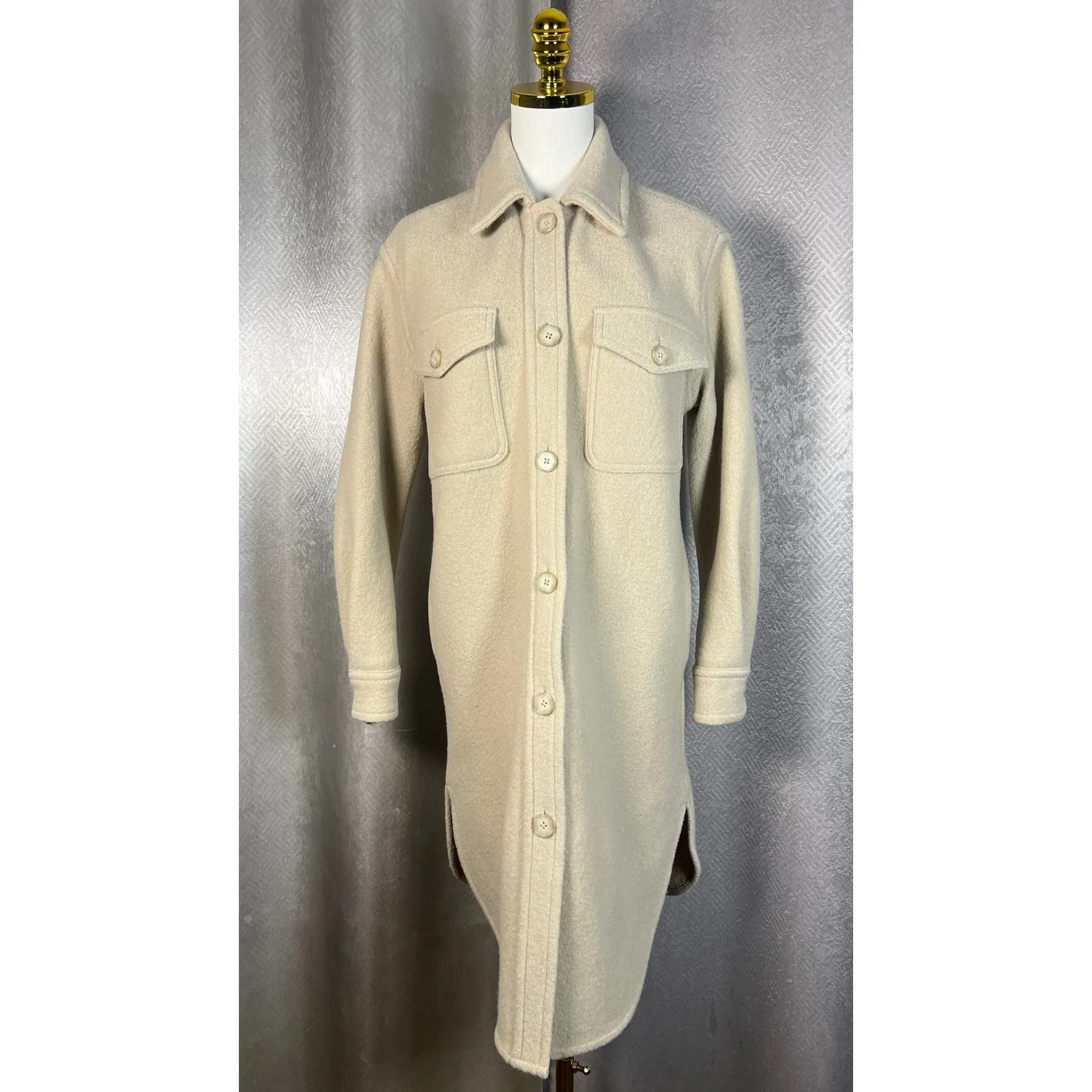 Wilfred Free Oversized Long Shirt Jacket Cream Shacket 2XS oversize up to small - Image 9