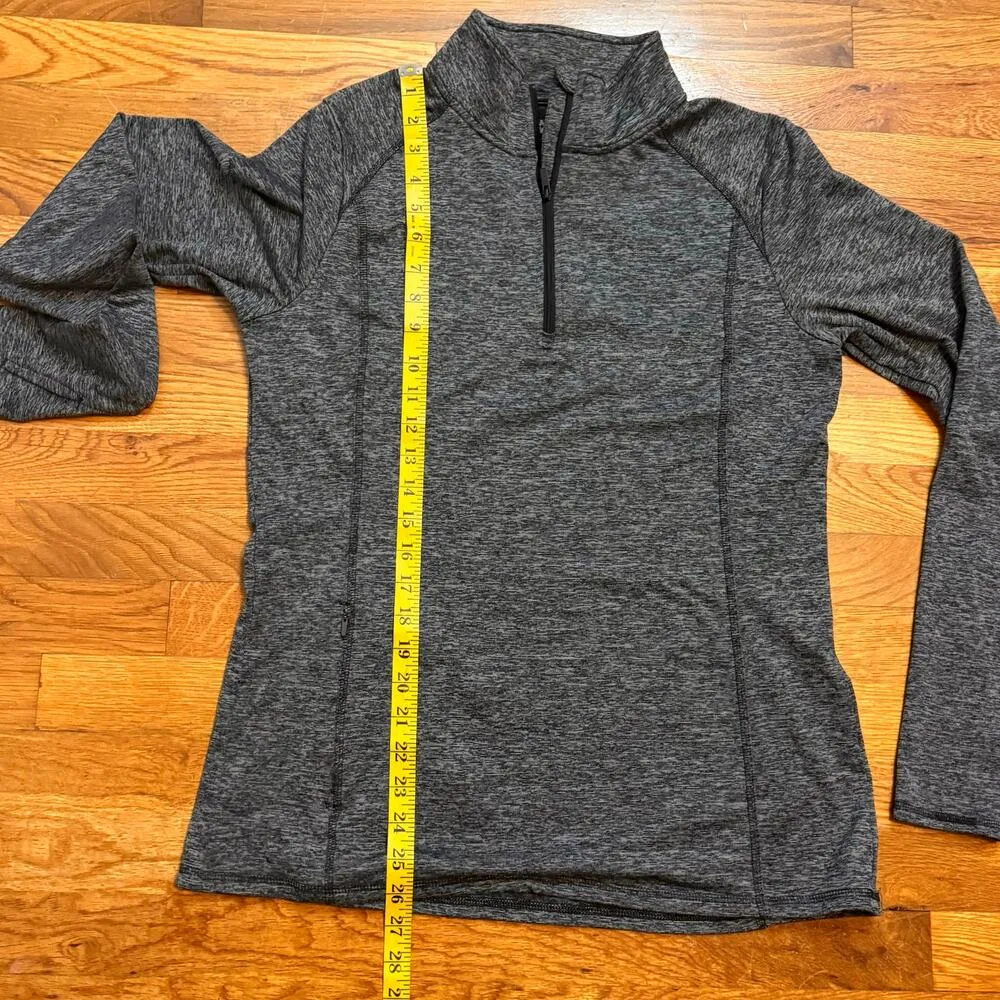 All in Motion Women Large Heathered Gray Long Sleeve Zip Mock Neck Workout Shirt - Image 3