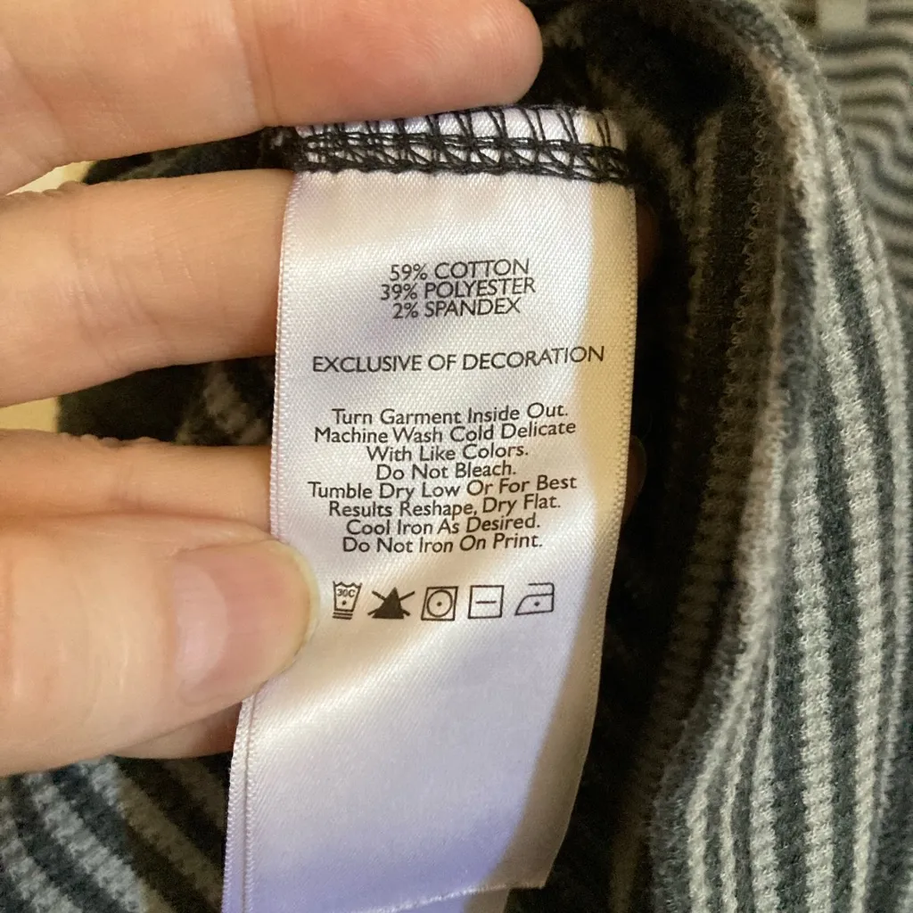 Eddie Bauer Gray Striped Cowl Neck Long Sleeve Pullover Thermal Top #O - Image 4