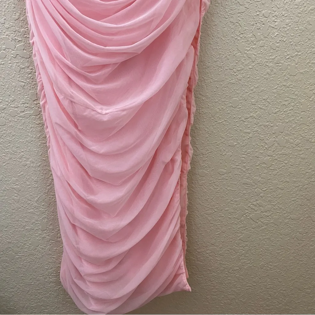 House of CB L D-DD “Sofia” Fairy Pink Mesh Maxi Dress strapless like‎ fornarina - Image 12