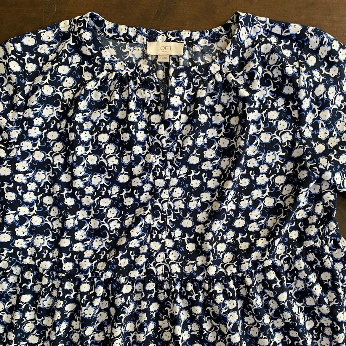 LOFT Outlet‎ Women's Floral Georgette Prairie Mini Dress - Image 8