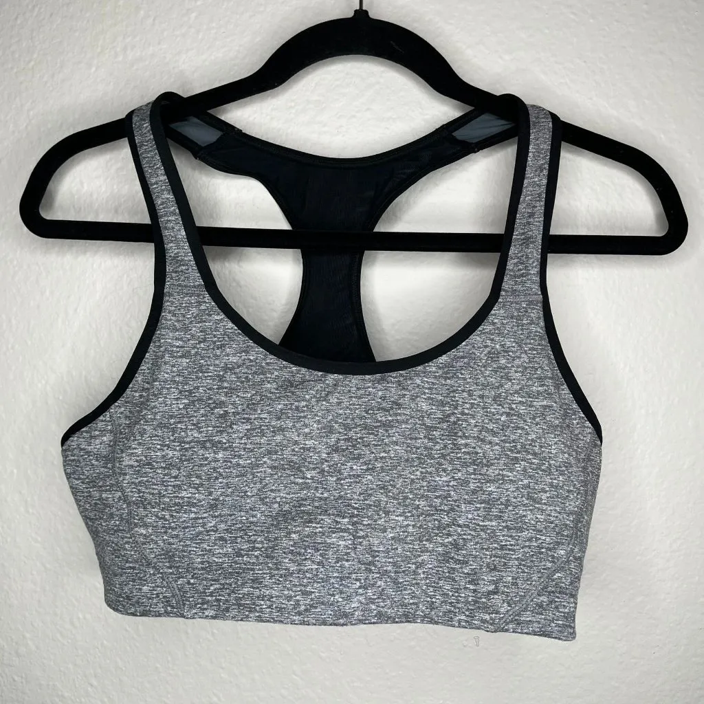 Zella Womens work out Racerback Sports Bra space dye Gray/Black XL athleisure - Image 2
