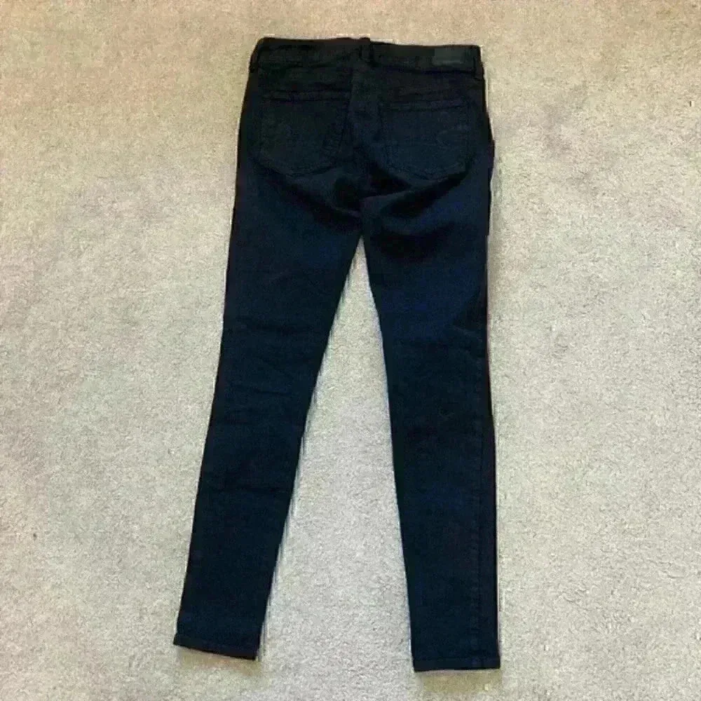 American eagle super stretch black distressed jeggings in size 4 - Image 4