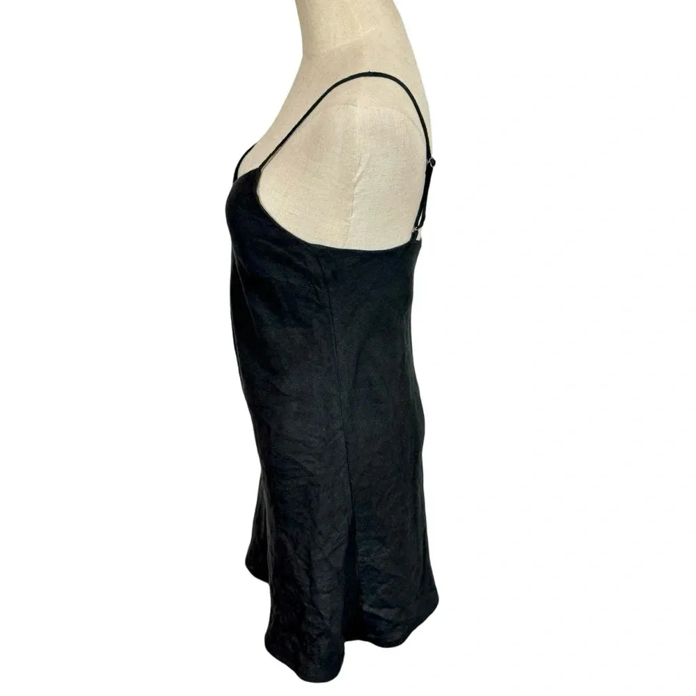 MATE the Label Linen Mini Slip Dress in Black 100% Linen - Image 4