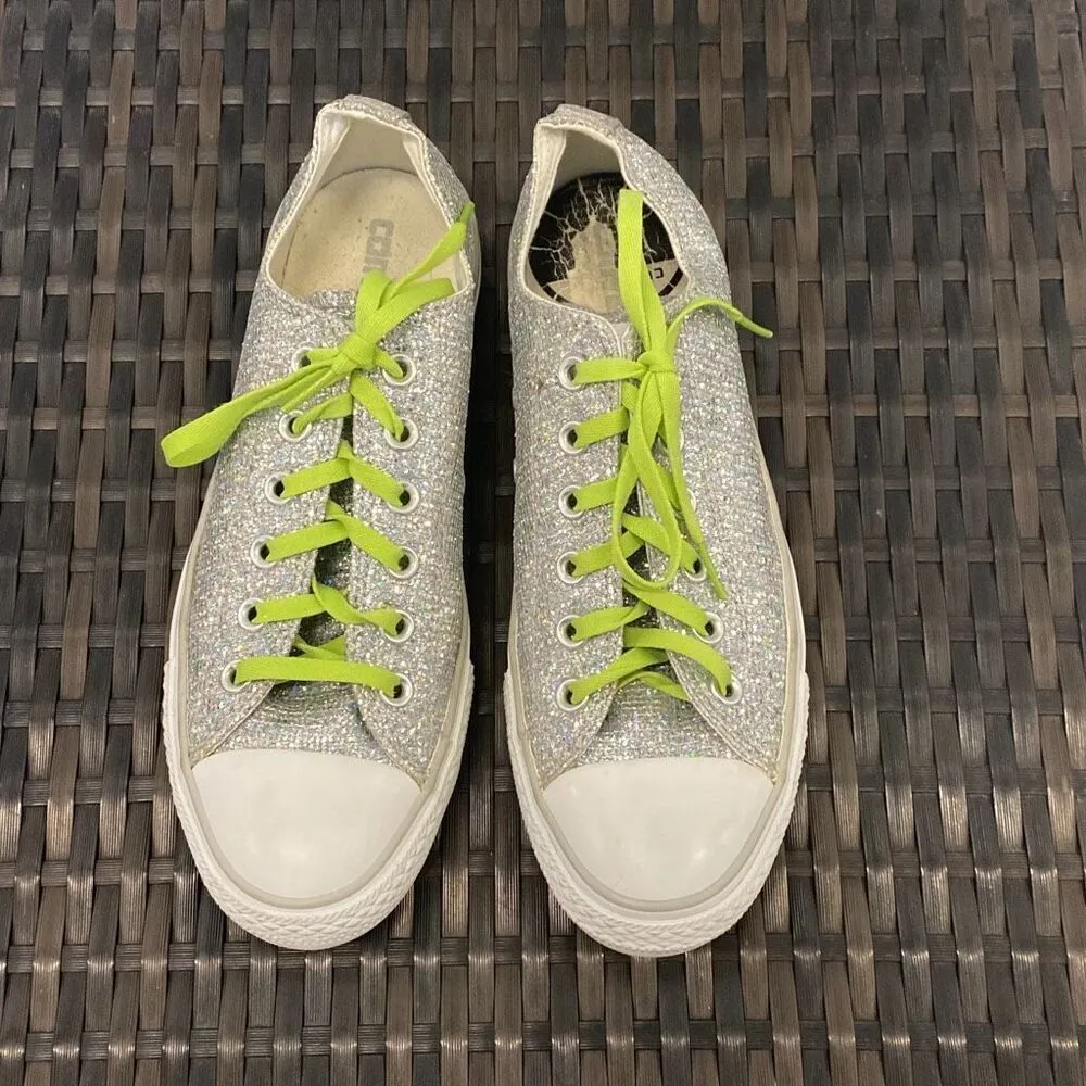 Converse, silver glitter women’s size 9 sneakers - Image 3