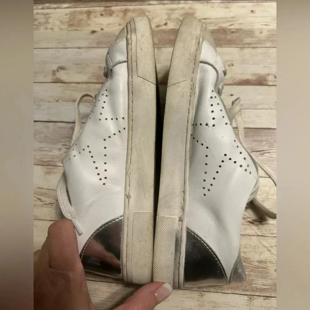 Steve Madden Steven Sneakers Women’s Size 7.5 White Leather Silver - Image 6