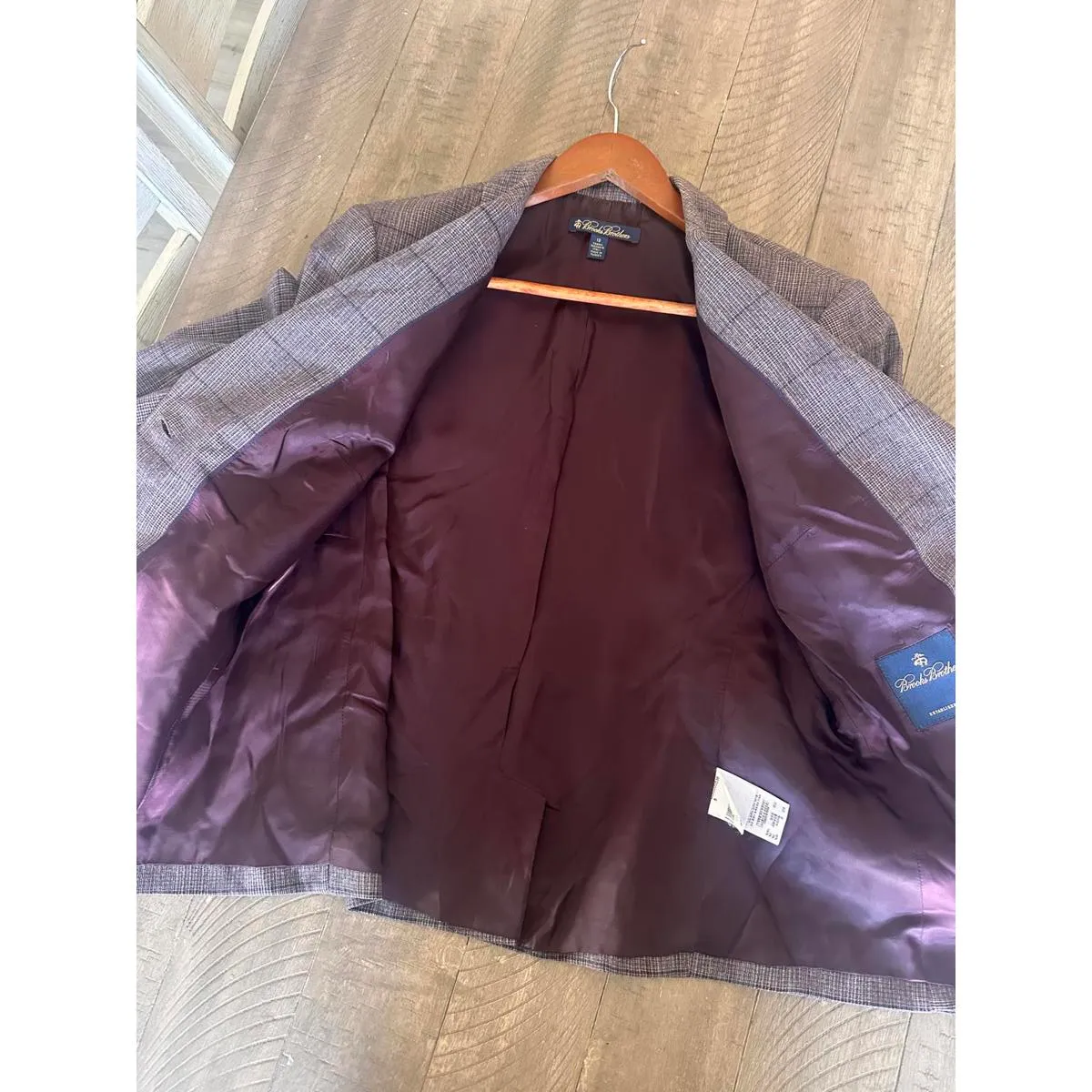Brooks Brothers Wool & Cashmere Blend Purple Plaid Blazer Jacket Women’s size 12 - Image 5