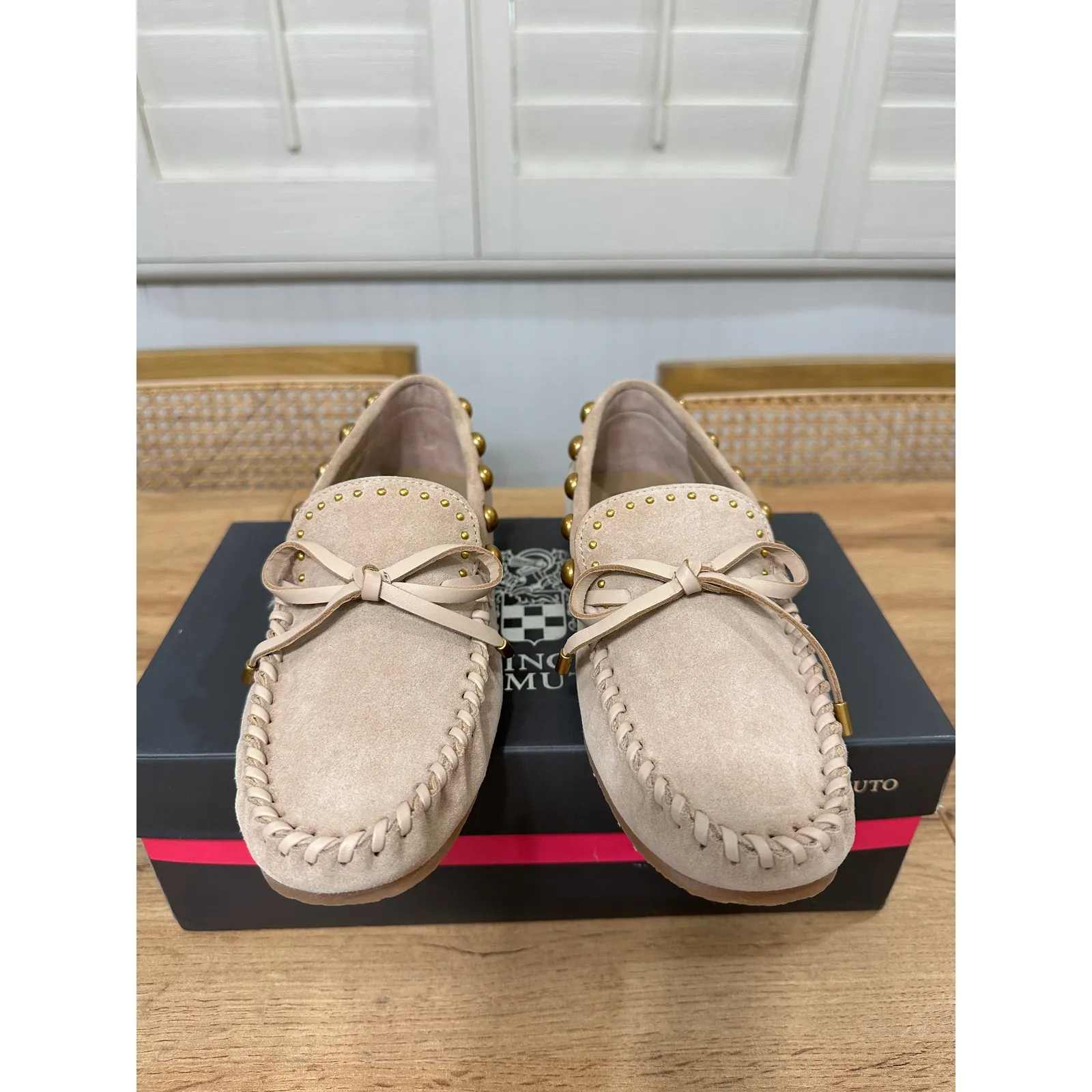 Vince Camuto Womens Sennett Moccasin Flat Boat Shoes Tortilla Suede Size 7.5 NIB - Image 6