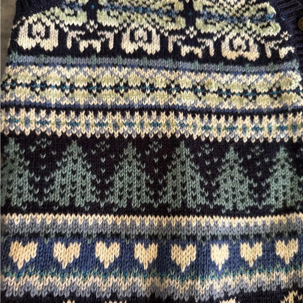 Women’s Vintage Baxter & Wells Knit Holiday Vest Size Medium Blue - Image 4