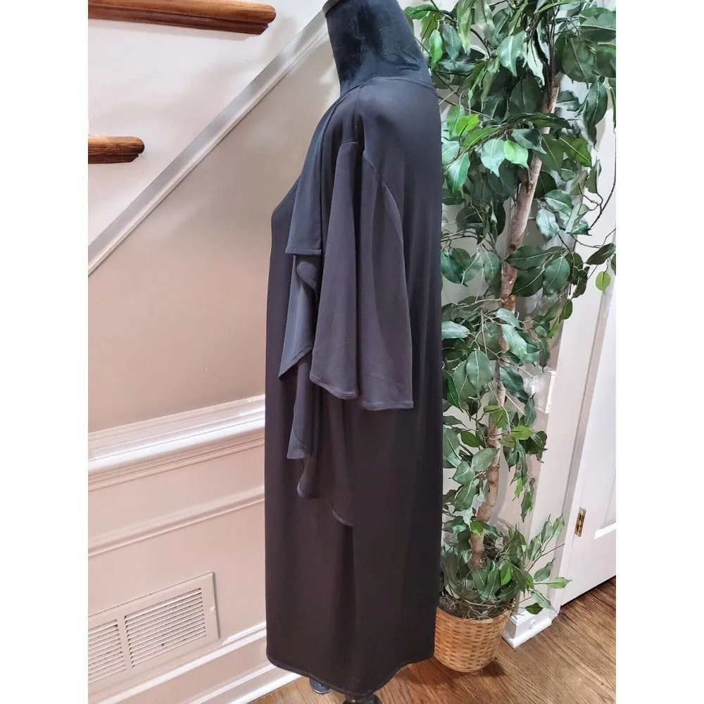 Another Thyme Women Black Solid Polyester Scoop Neck Half Sleeve Dress Size 2X - Image 6