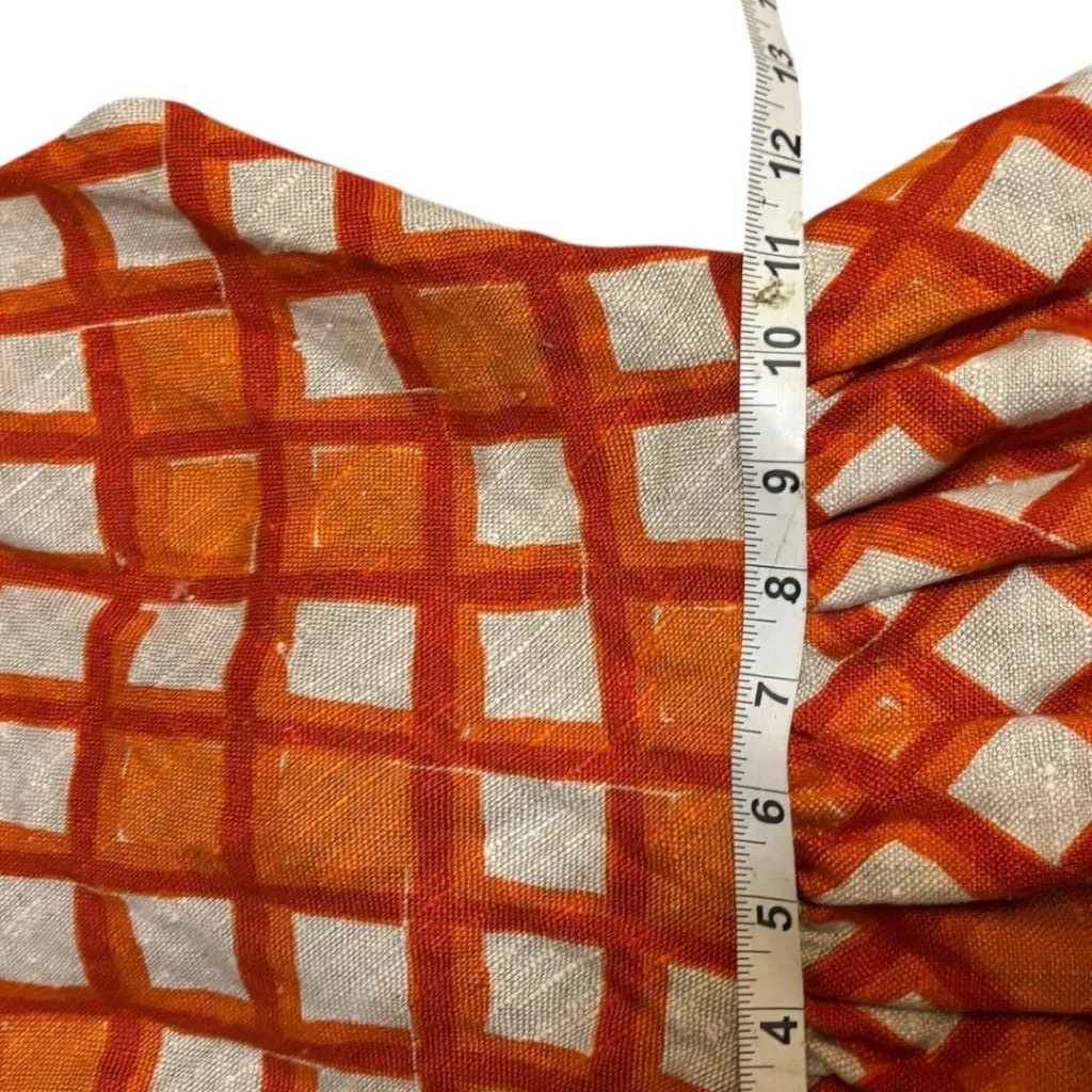 Vintage Handmade Open Back Orange Midcentury Modern Halter Dress - Image 8