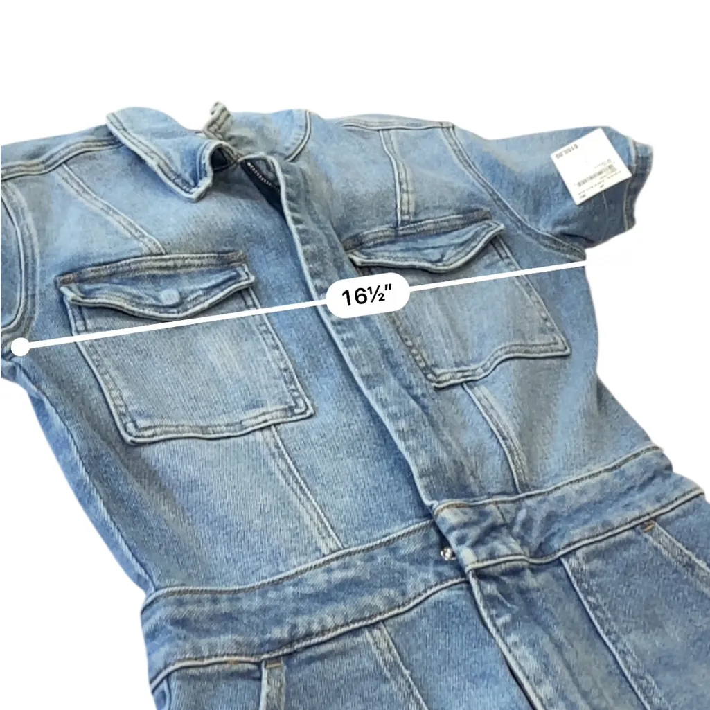GOOD AMERICAN Fit For Success Stretch Denim Jumpsuit NEW Size 1/ Extra Small - Image 7