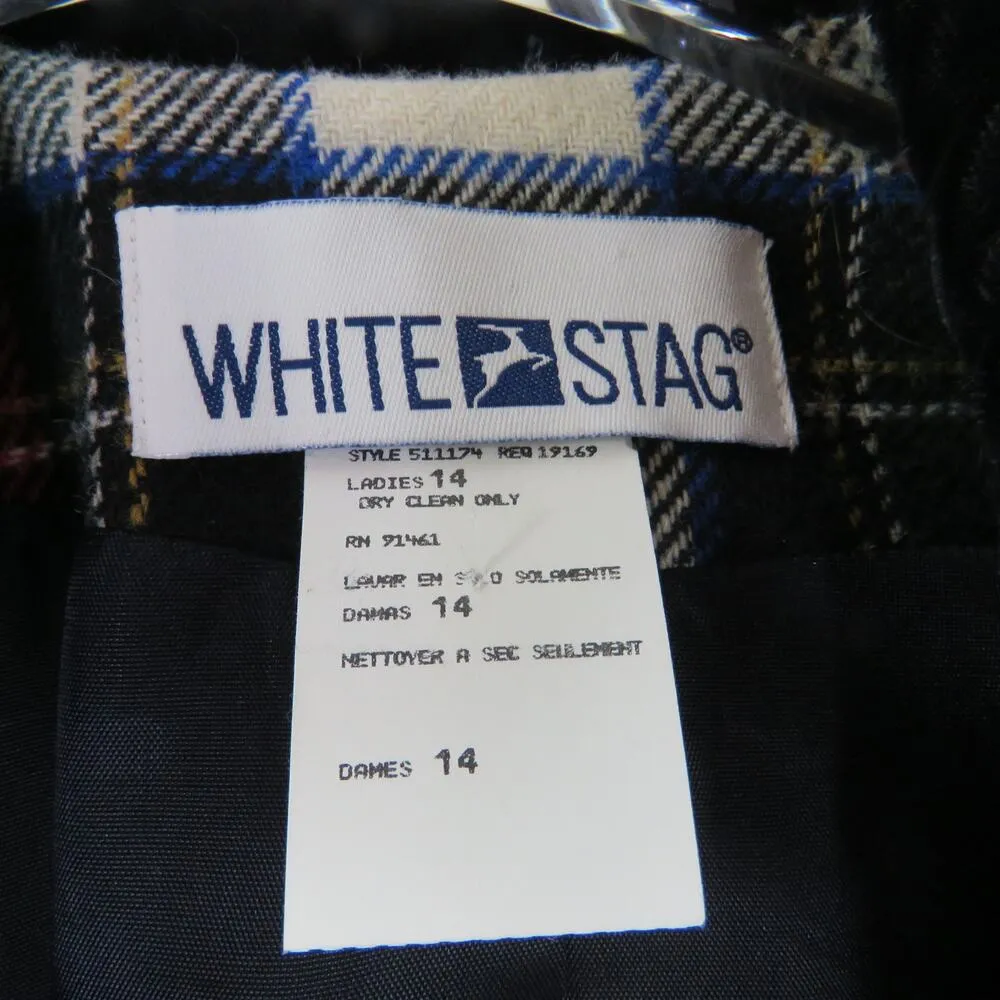 90s White Stag Vintage Black & Red Plaid Wool Blazer Jacket Extra Large - Image 4