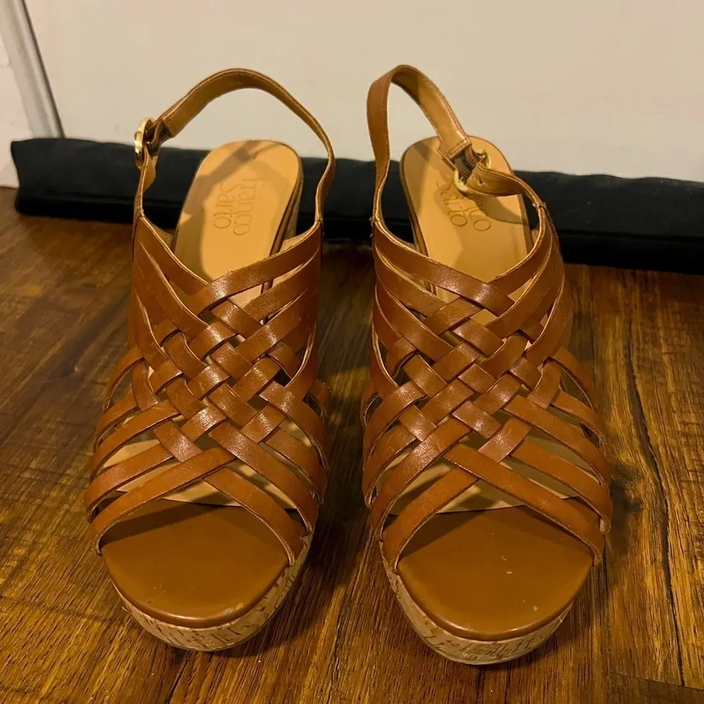 Franco Sarto Sylvie Wedge Womens Tan Sandal - Image 2
