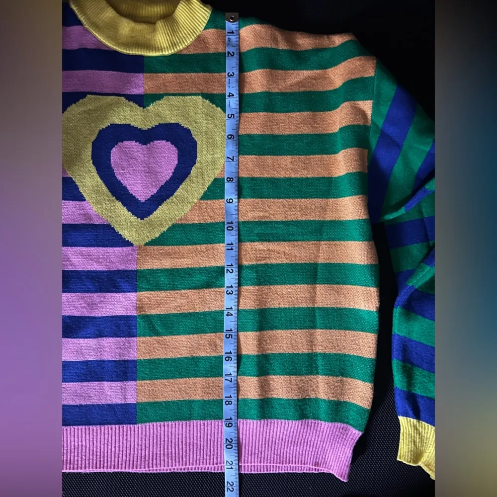 Daisy Street Women's relaxed boxy knit sweater in mix stripe print . size Large - Image 11