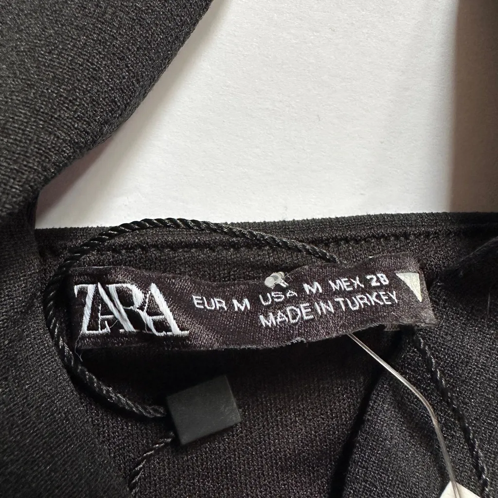 ZARA  Cutout Dress | Black Strapless | Sz Medium | Midi - Image 5