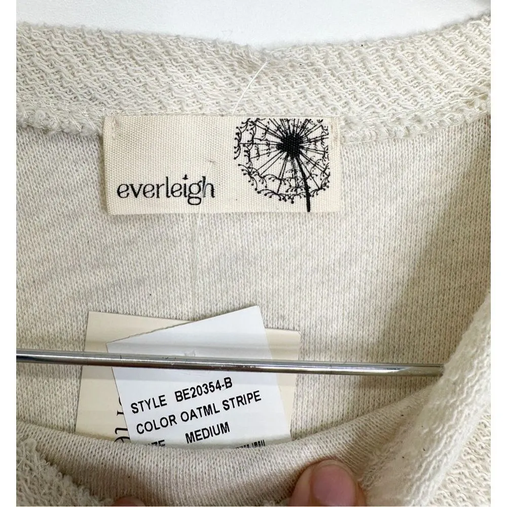 Everleigh Shirt Womens Steipe Knit Pullover Sweater Cream Oatmeal Medium NWT - Image 5