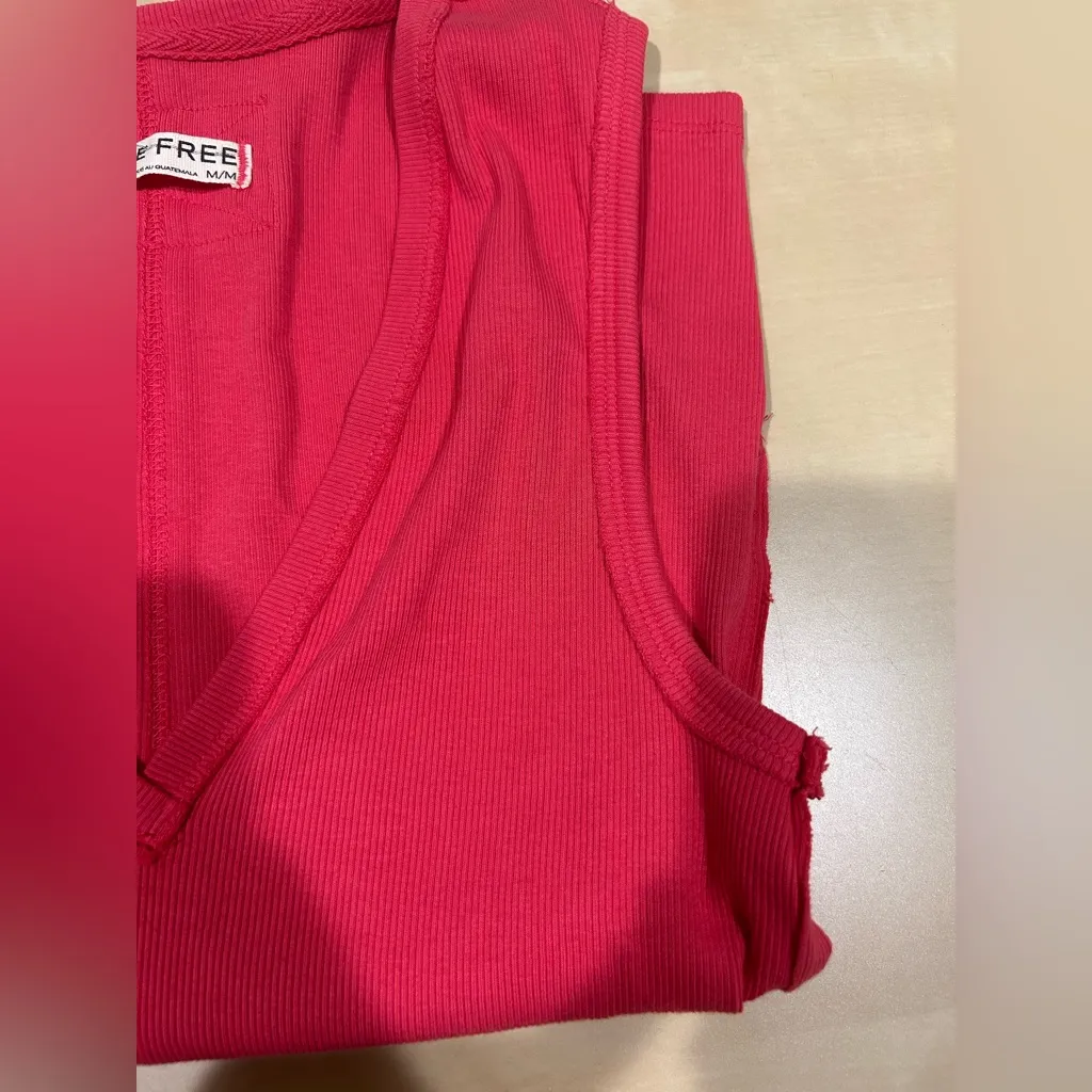 Free People We The Free Ribbed V Neck Tank Coral/Light Red NWOT - Image 2