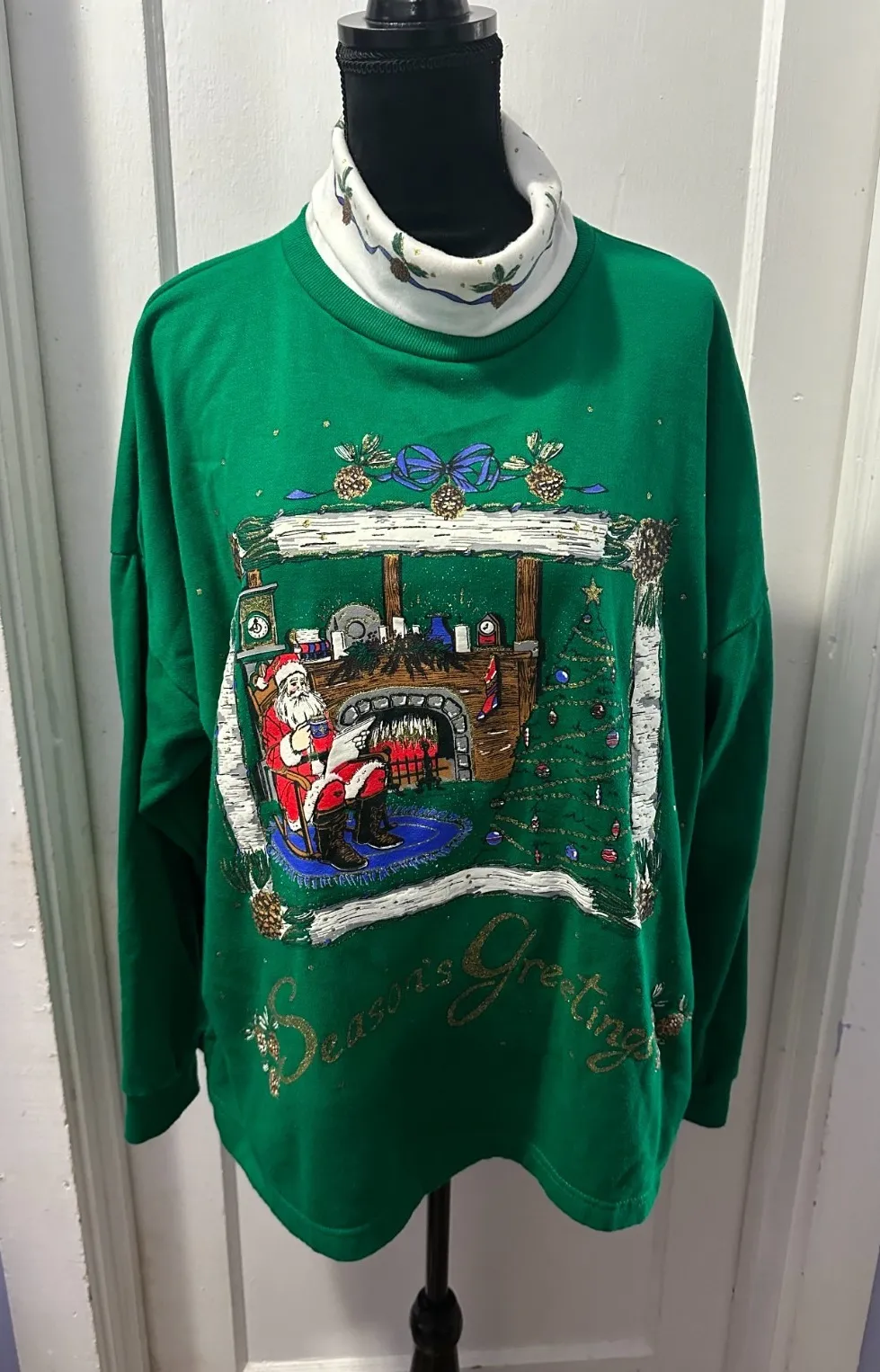Holiday Time Embroidered Graphic Turtleneck Sweater in 20W - Image 1
