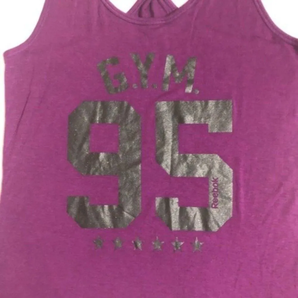 Reebok  Womens Athletic Sporty Graphic Workout Tank in Purple - Image 2