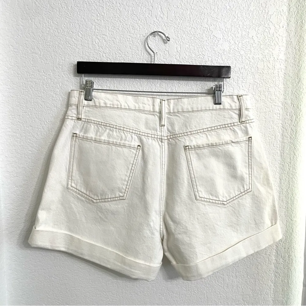 FRAME DENIM Womens Shorts High-Rise Ecru Cuffed Hem Ivory Cotton Size 32 - Image 3