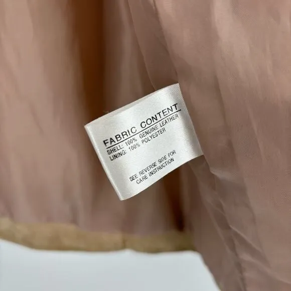 Vintage Western Leather Jacket Velvet Fringe Size‎ Medium Bohemian Giacca Tan - Image 13