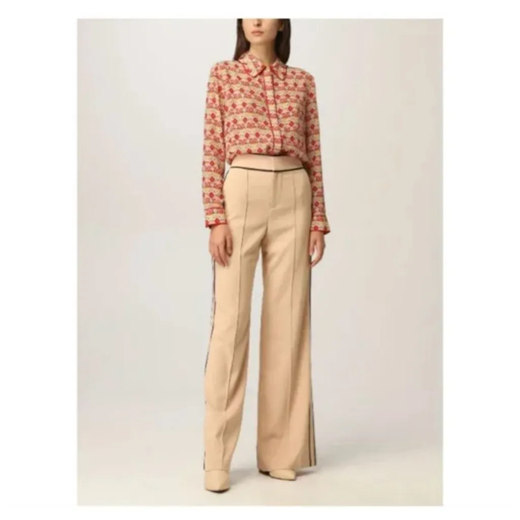 Alice + Olivia Red and Cream Blouse - Image 3