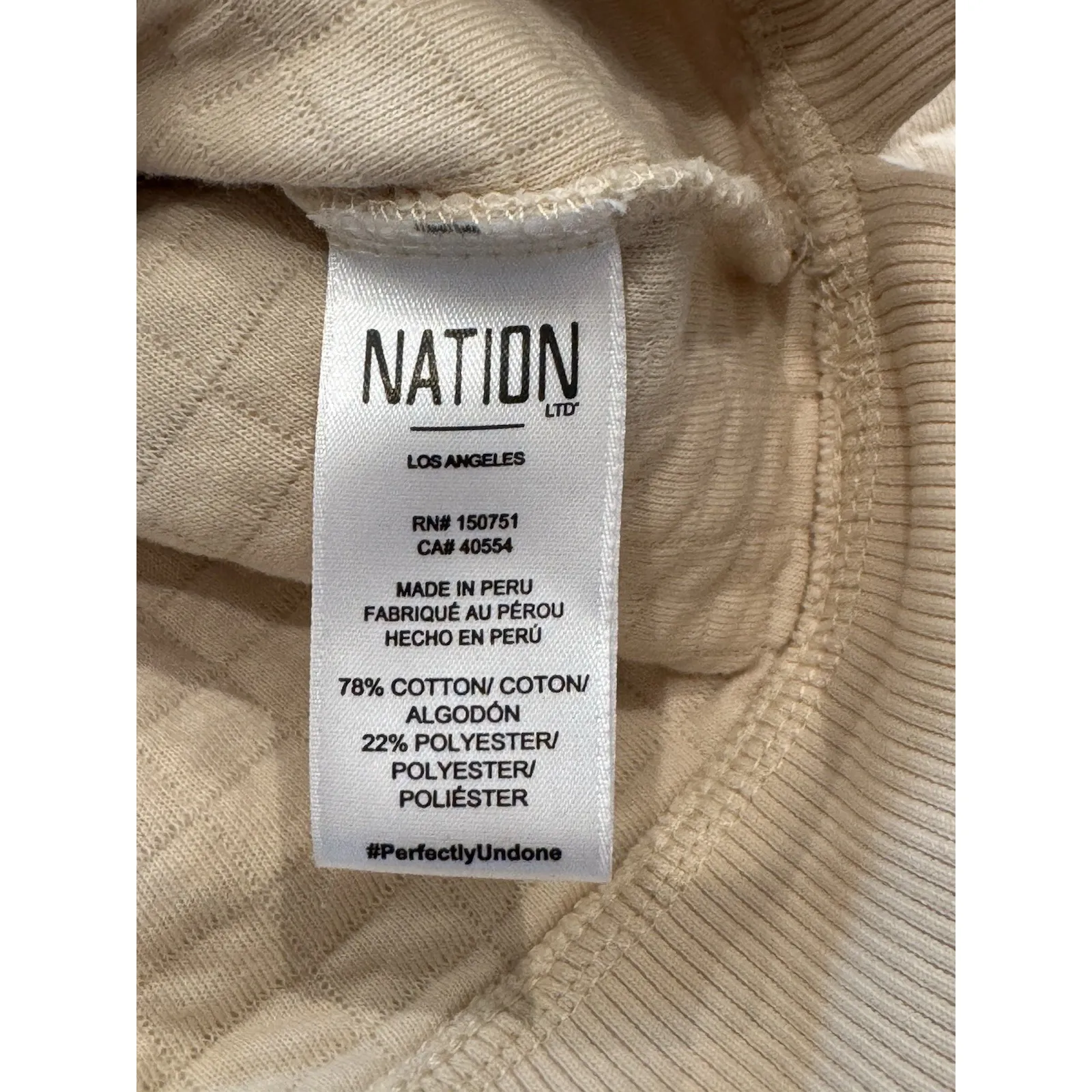 Nation LTD Ozzie quilted Crop Crew sweatshirt Sand Beige Tan Size M - MSRP $185‎ - Image 9
