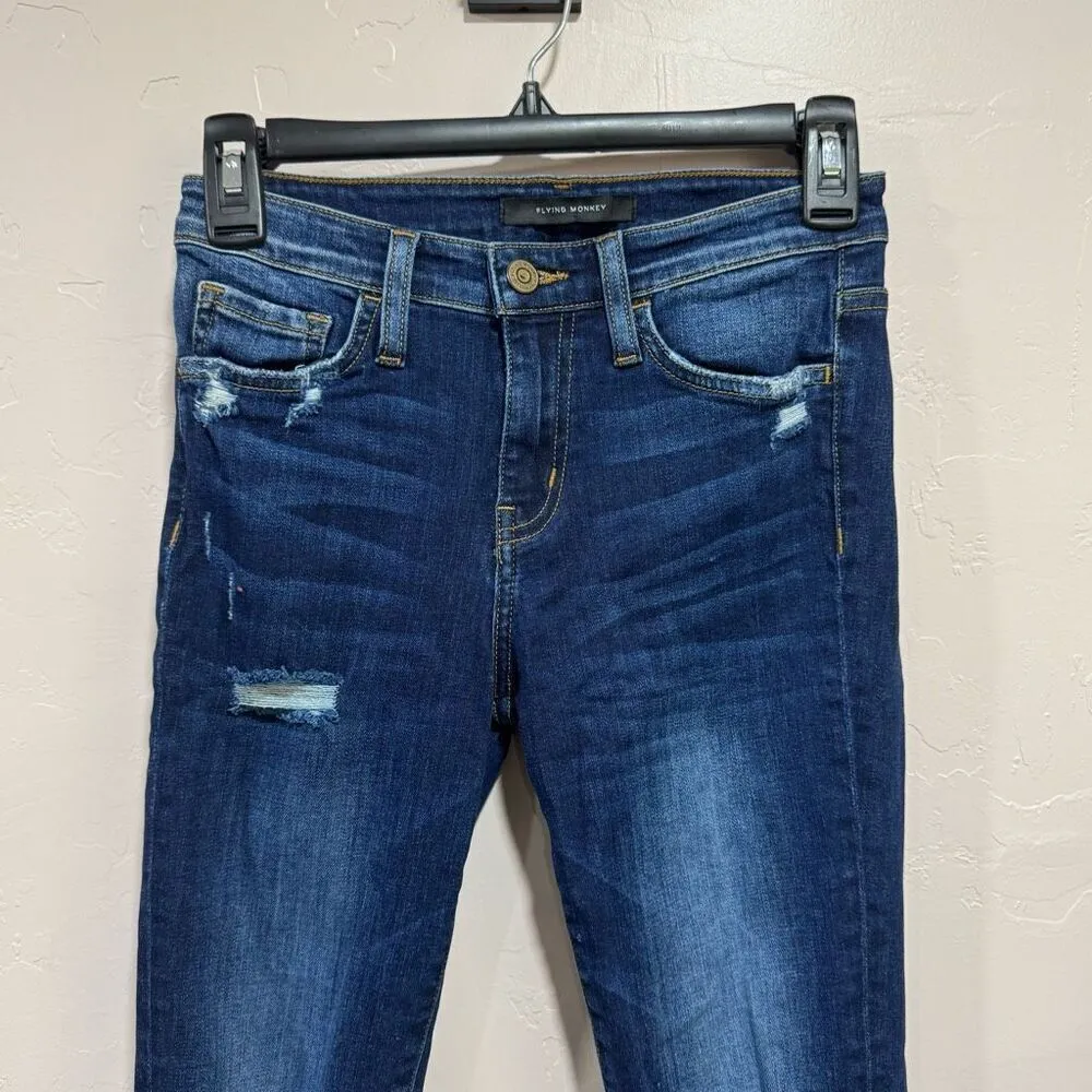 Flying Monkey Distressed Denim Skinny Jeans Size 24 - Image 2