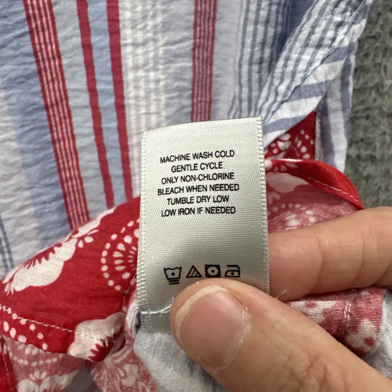 John‎ Mark Button Up Tunic Striped Paisley Red White Blue Boho Women's Medium - Image 5