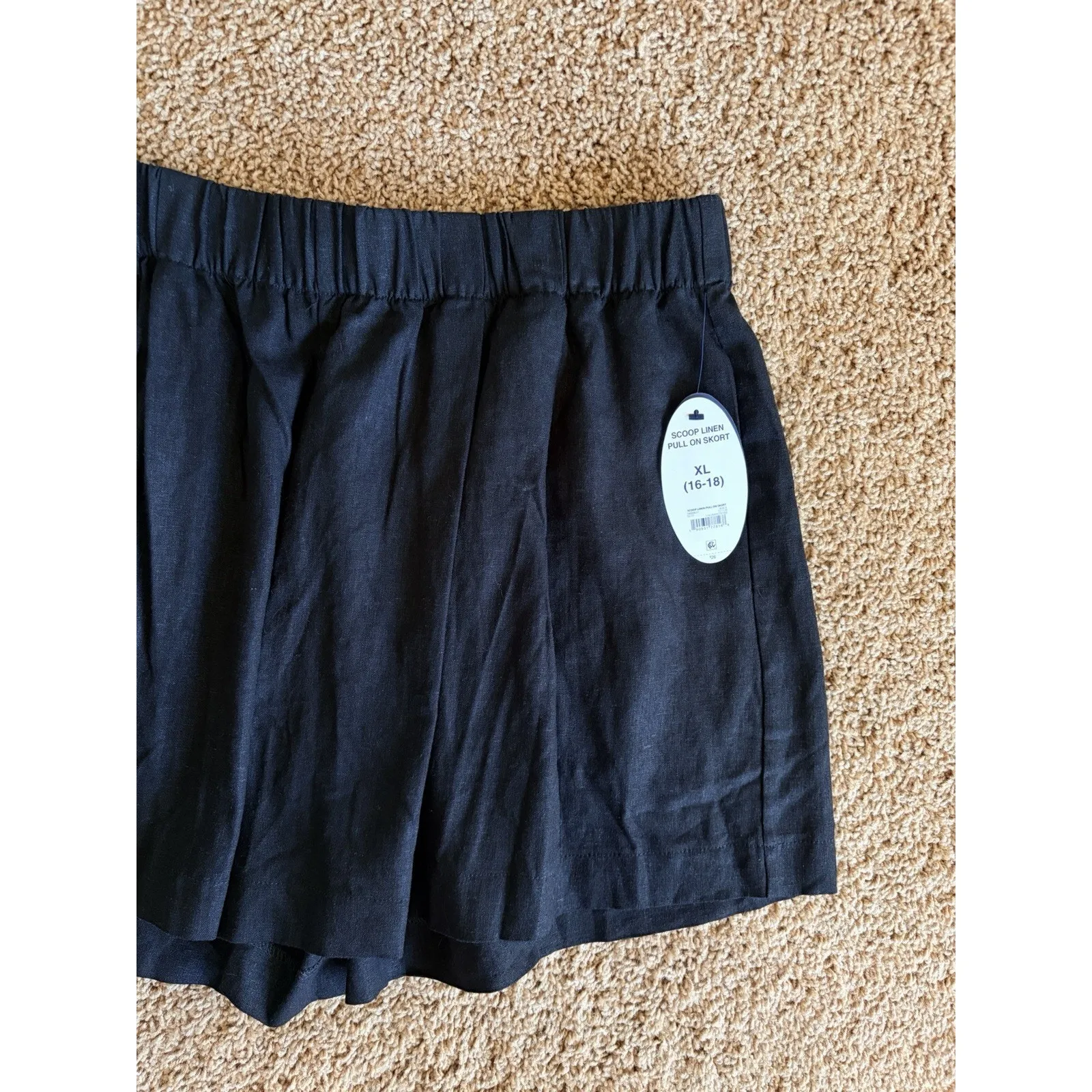 Scoop‎ Classic Black Linen Blend Pull On Casual Skort Womens XL 16 - Image 3