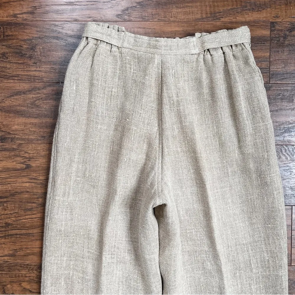 vintage • 90s Harve Benard pants jute burlap paper bag waist tie straight leg - Image 8