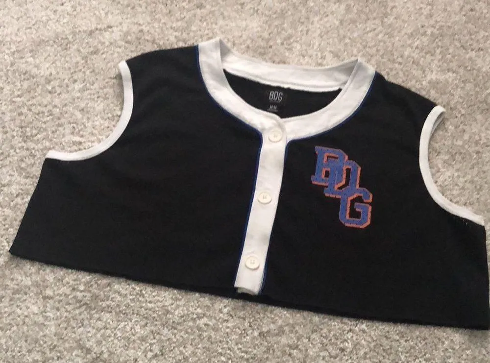 BDG crop mesh vest button open front top, size medium - Image 2