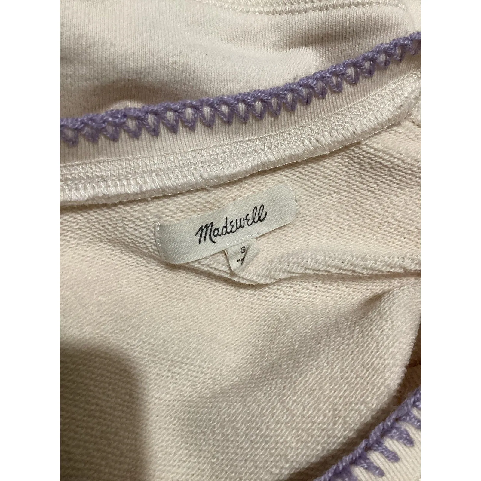 Madewell Sweatshirt Womens Small Shrunken Crewneck Pullover Cozy Purple Stitch - Image 6