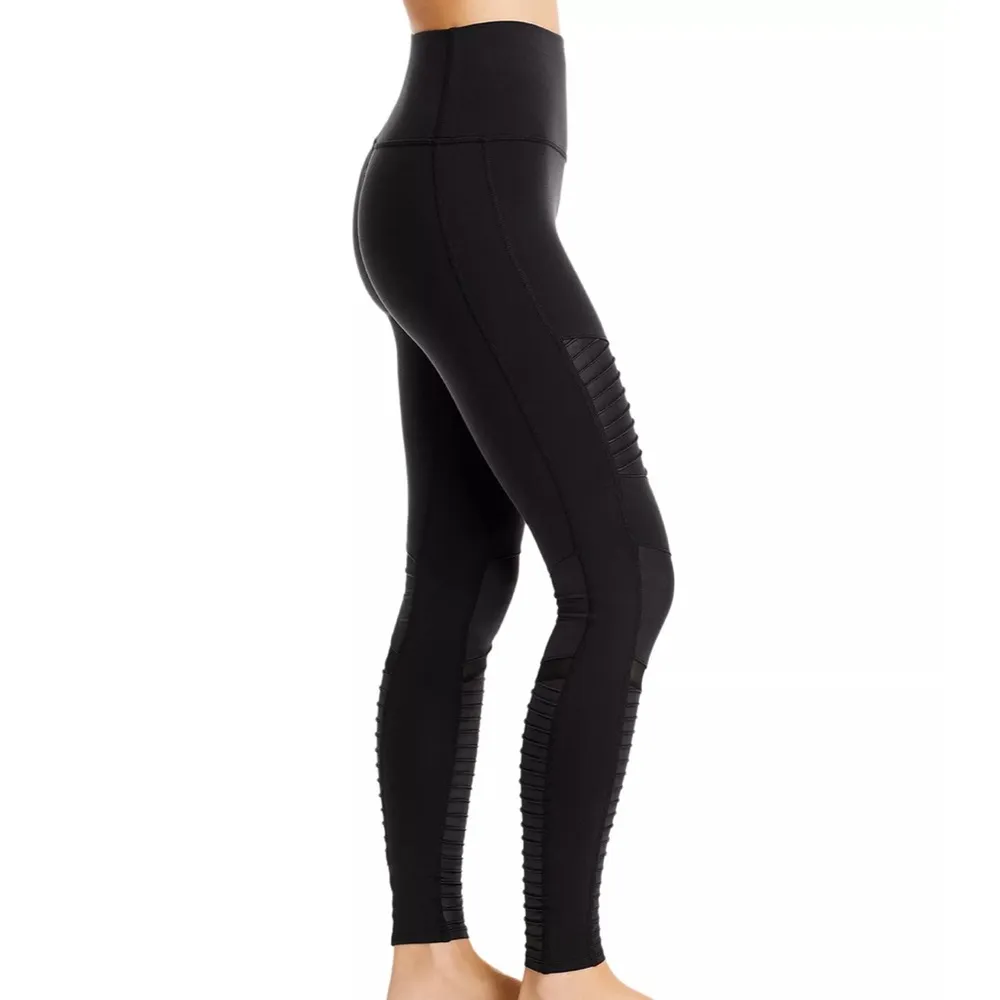 Women’s Alo Yoga High Waisted Moto Leggings Pants Black Full Length Size Small - Image 3