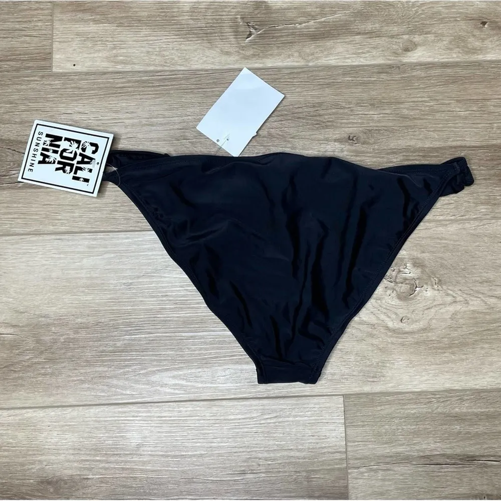 California Sunshine Women's Solid Black Ruffle Side Bikini Swim Bottoms sz XL - Image 2