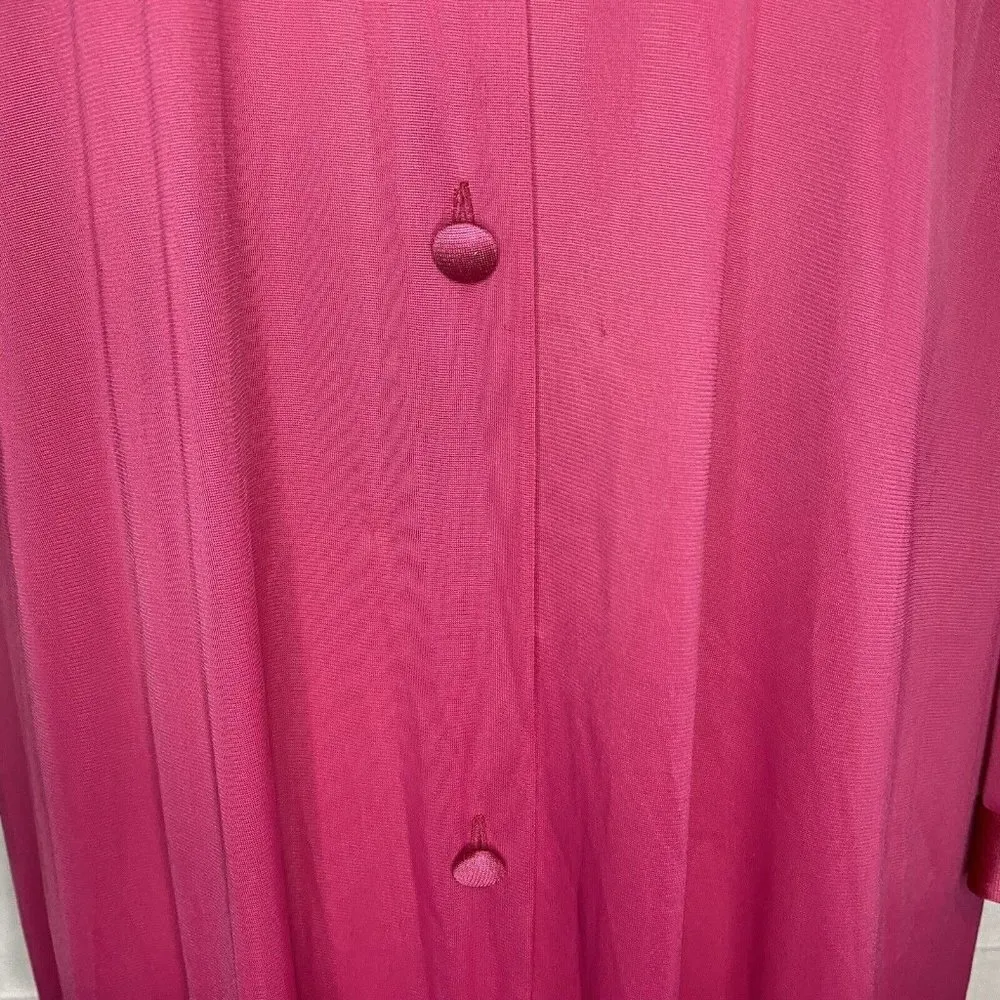 Vintage Vanity Fair Wine Burgundy Embroidered Button Down Nylon Plus Size Medium - Image 7