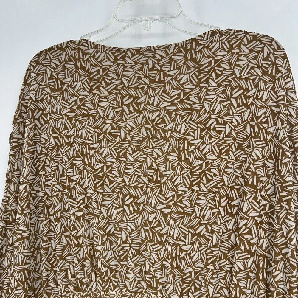 Old Navy Brown Smocked Mesh Mini Dress Defined Waist Tie Shoulder Size 3X - Image 8