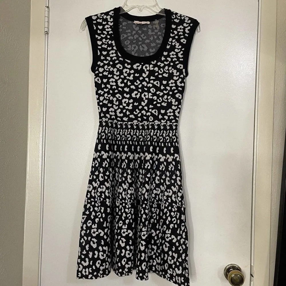 Rebecca Taylor Revolve Leopard Stretch Knit black white Sweater Dress size XS - Image 4