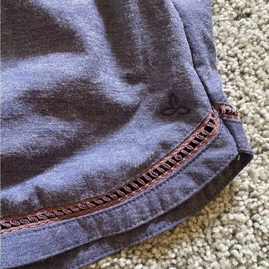 Prana Womens Mariya Pull On Shorts Blue Medium Drawstring Pocket Activewear - Image 2