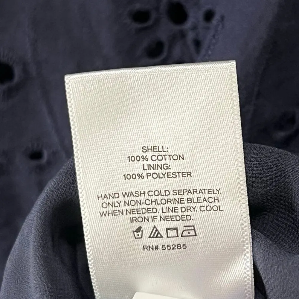 Express Tops Womens XL Navy Blue Cotton Eyelet V Neck Cottagecore Boho Feminine - Image 14