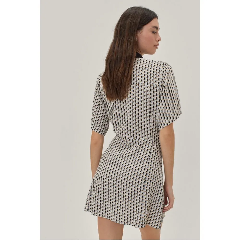 Printed Collar Detail Skater Dress Size US 6 - Image 5