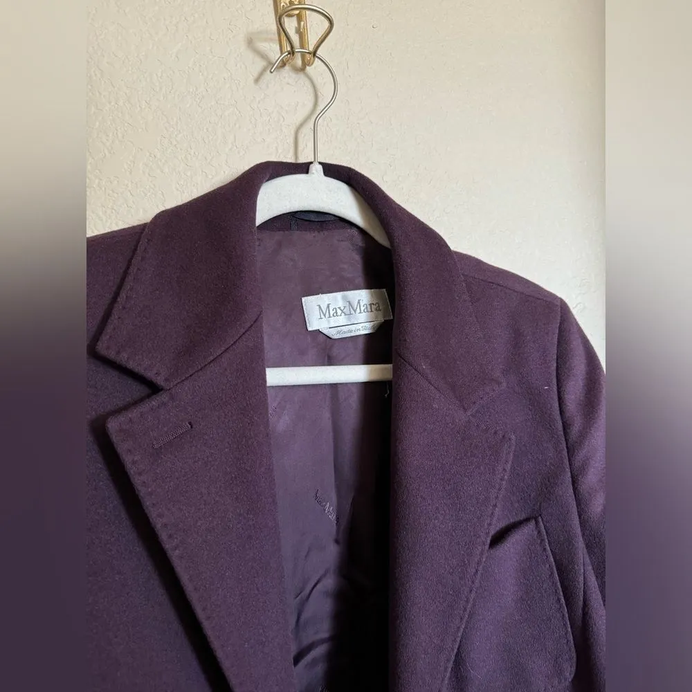 MaxMara Wool Long‎ Coat Size 38 in Purple - Image 4