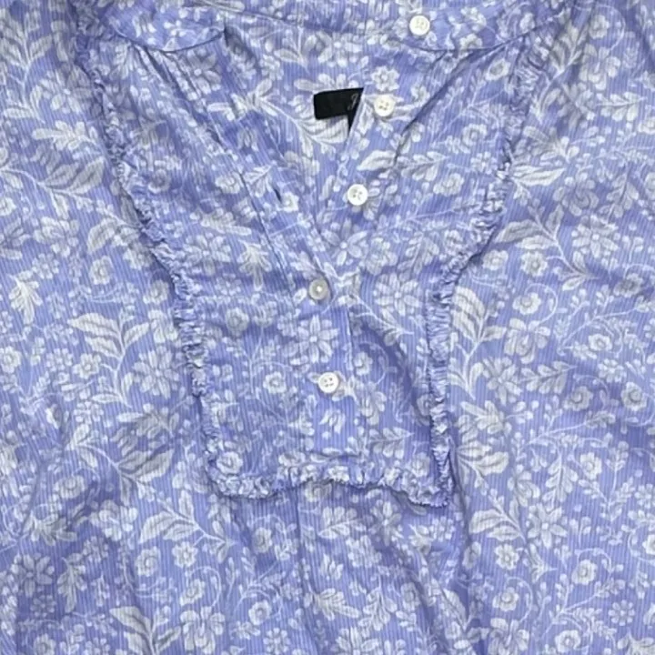 J.Crew Lavender Floral Ruffle Popover Blouse Soft Autumn Cottagecore Fall medium - Image 2