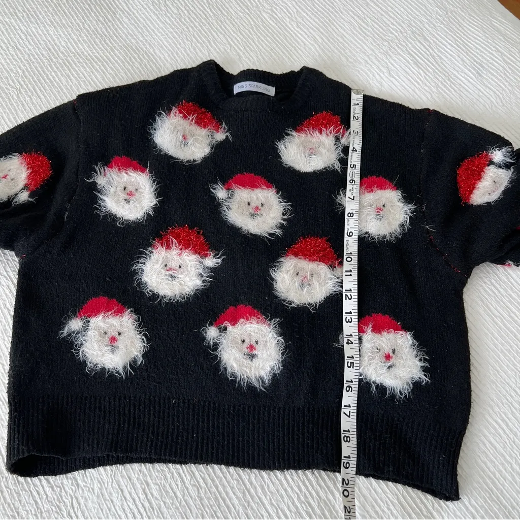 Christmas sweater black crop knit stretch size Small holiday - Image 11