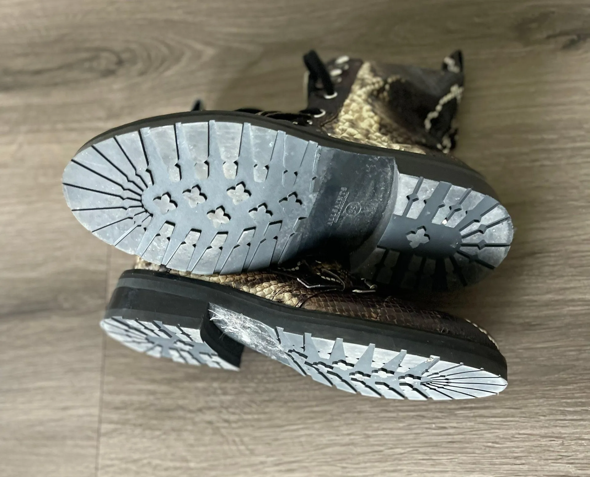 Donita Snakeskin Combat Leather Ankle Boots - Image 6